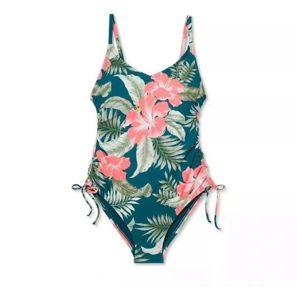 Kona Sol Other - NEW Kona Sol Tropical Palm Print One Piece Side Tie Swimsuit Small